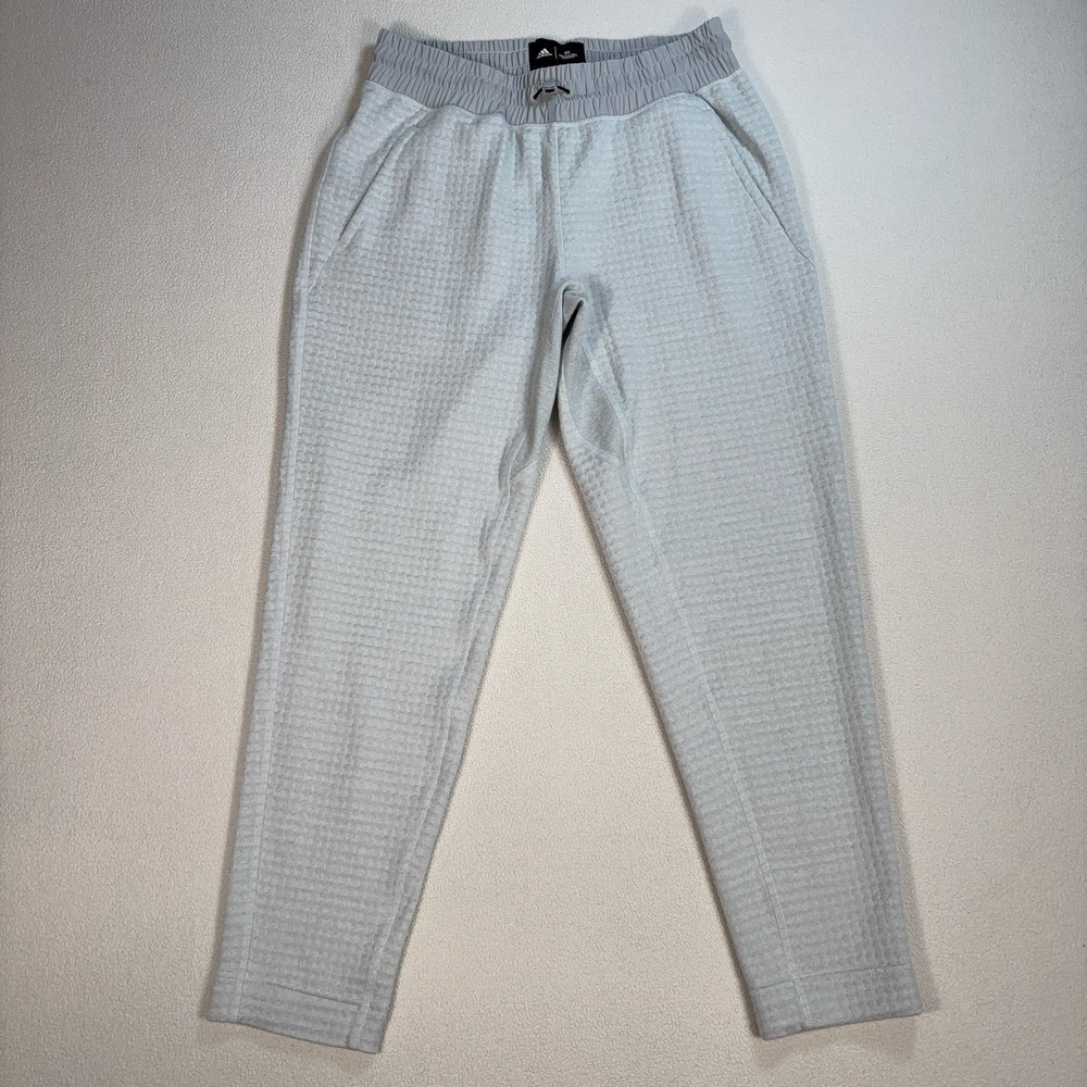 Adidas Reigning Champ Waffle Pants Women's S Off-White Light Gray Tapered Pocket